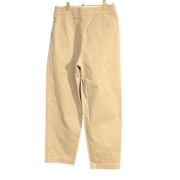 Anthropologie Exquise High Rise Pleated Chino Tan Cedar Pants Crop Small - Picture 2 of 13